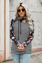 Load image into Gallery viewer, Striped Floral Print Long Sleeve Hoodie