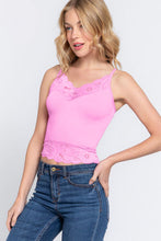 Load image into Gallery viewer, ACTIVE BASIC V-Neck Lace Detail Ribbed Seamless Cami