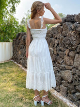 Load image into Gallery viewer, Ruffle Shoulder Frill Trim Smocked Lace Tiered Dress