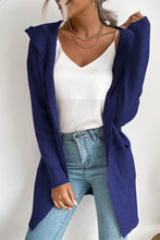 Load image into Gallery viewer, Ribbed Open Front Hooded Cardigan with Pockets