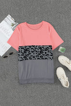Load image into Gallery viewer, Plus Size Leopard Color Block T-Shirt