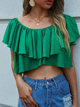 Load image into Gallery viewer, Ruffled Off-Shoulder Layered Cropped Top