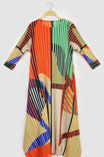 Load image into Gallery viewer, Mixed Print Accordion Pleated Belted Side Slit Dress