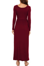 Load image into Gallery viewer, Round Neck Long Sleeve Pocketed Maxi Dress