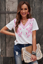 Load image into Gallery viewer, Floral Embroidery V-Neck Top
