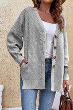 Load image into Gallery viewer, V-Neck Openwork Long Sleeve Cardigan