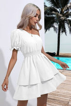 Load image into Gallery viewer, Layered Single Shoulder Flounce Sleeve Mini Dress