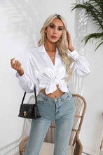 Load image into Gallery viewer, Lapel Collar Button Up Long Sleeve Shirt