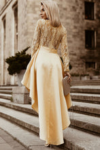 Load image into Gallery viewer, Spliced Lace High-Low Long Sleeve Dress