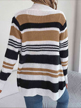 Load image into Gallery viewer, Striped Open Front Long Sleeve Cardigan