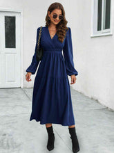 Load image into Gallery viewer, Surplice Neck Long Sleeve Midi Dress