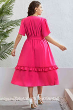 Load image into Gallery viewer, Belted Frill Trim Flutter Sleeve Dress