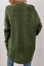 Load image into Gallery viewer, Cable-Knit Open Front Cardigan with Pockets