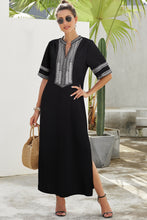 Load image into Gallery viewer, Contrast Side Slit Half Sleeve Dress