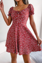 Load image into Gallery viewer, Ditsy Floral Drawstring A-Line Dress