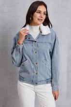 Load image into Gallery viewer, Snap Down Collared Neck Denim Jacket