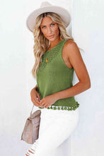 Load image into Gallery viewer, Openwork Tassel Hem Knit Tank