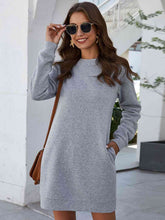Load image into Gallery viewer, Round Neck Long Sleeve Mini Dress with Pockets