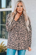 Load image into Gallery viewer, Leopard Drawstring Waist Jacket with Pockets