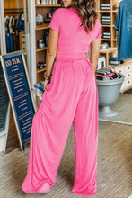 Load image into Gallery viewer, Short Sleeve Top and Wide Leg Pants Set