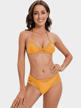 Load image into Gallery viewer, Tie-Back Halter Neck Three-Piece Swim Set