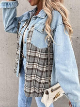 Load image into Gallery viewer, Plaid Button Up Dropped Shoulder Jacket