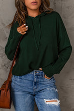 Load image into Gallery viewer, Dropped Shoulder Drawstring Hooded Knit Top