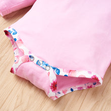 Load image into Gallery viewer, Baby Girl Bodysuit and Floral Paperbag Pants Set with Bow