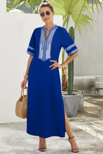 Load image into Gallery viewer, Contrast Side Slit Half Sleeve Dress