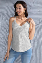 Load image into Gallery viewer, Sequin V-Neck Spaghetti Strap Cami