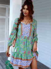 Load image into Gallery viewer, Bohemian Tassel Tie Tiered Dress