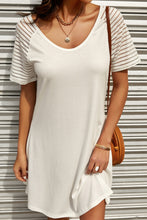 Load image into Gallery viewer, Sheer Striped Raglan Sleeve T-Shirt Dress