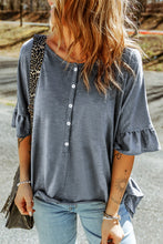 Load image into Gallery viewer, Button Front Flounce Sleeve Tee