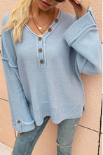 Load image into Gallery viewer, Button Detail Exposed Seam Sweater