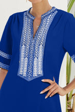 Load image into Gallery viewer, Contrast Side Slit Half Sleeve Dress