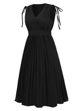 Load image into Gallery viewer, Pleated V-Neck Sleeveless Midi Dress