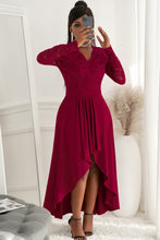 Load image into Gallery viewer, Lace High-Low V-Neck Dress