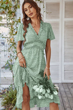 Load image into Gallery viewer, Leopard Frill Trim Flutter Sleeve Dress