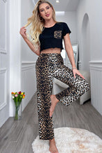 Load image into Gallery viewer, Lettuce Trim Cropped T-Shirt and Leopard Pants Lounge Set