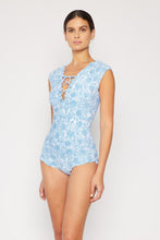 Load image into Gallery viewer, Marina West Swim Bring Me Flowers V-Neck One Piece Swimsuit In Thistle Blue