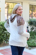 Load image into Gallery viewer, Celeste Design Full Size Leopard Contrast Drawstring Hoodie