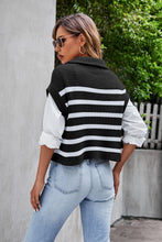 Load image into Gallery viewer, Striped Half-Zip Collared Vest