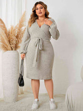 Load image into Gallery viewer, Plus Size Tie Waist Wrap Dress