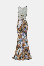 Load image into Gallery viewer, Botanical Print Halter Neck Crisscross Dress