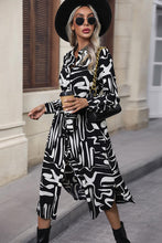 Load image into Gallery viewer, Printed Tie Front Collared Neck Slit Shirt Dress