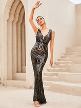 Load image into Gallery viewer, Sequin Spliced Mesh Sleeveless Dress
