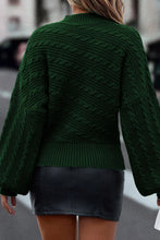 Load image into Gallery viewer, Cable-Knit Mock Neck Dropped Shoulder Sweater