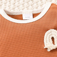 Load image into Gallery viewer, Baby Contrast Trim Waffle-Knit Long Sleeve Bodysuit