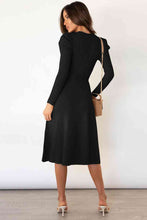 Load image into Gallery viewer, Round Neck Long Sleeve Tie Waist Sweater Dress