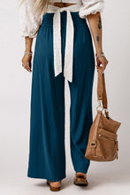 Load image into Gallery viewer, Drawstring Smocked Waist Wide Leg Pants
